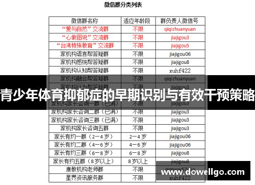 青少年体育抑郁症的早期识别与有效干预策略